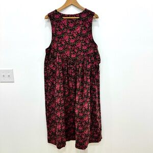 Handmade corduroy floral jumper dress cottage farmhouse homesteader homemaker